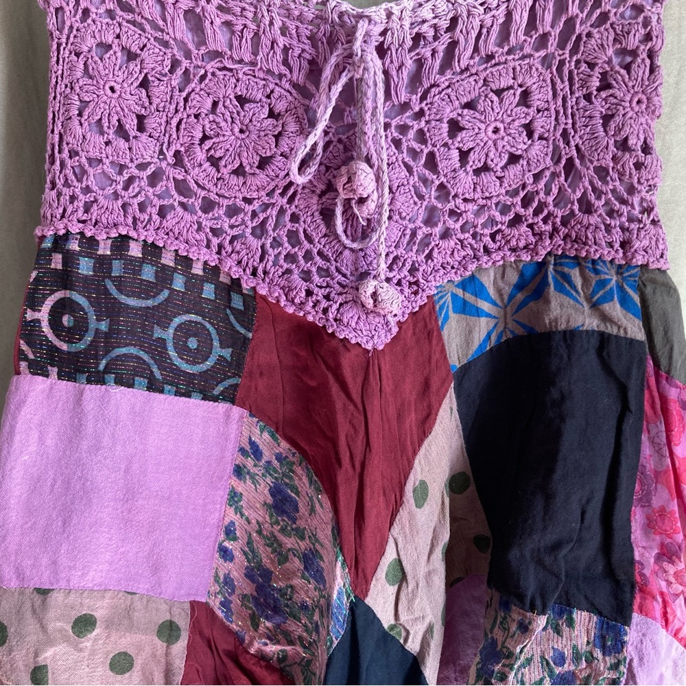 Vintage Purple-Multicolored Crocheted Patchwork Mini Skirt Size Medium - Picture 2 of 14